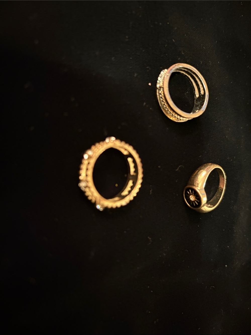 Gold Tone Women's Trio Ring Set - Elegant Stackable Bands